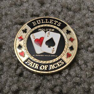 Poker Card Guard Las Vegas NV Hold 'Em Bullets Pair of Aces Coin Collectible
